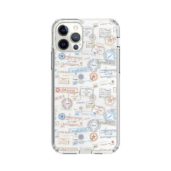 Vintage Passport Stamps Pattern iPhone 12 Pro Max Case