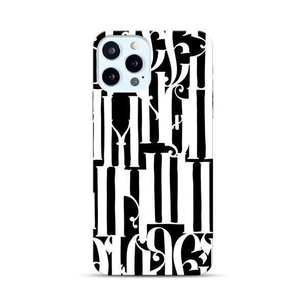 Abstract Black and White Pattern with Ornamental Letters iPhone 12 Pro Max Hard Case