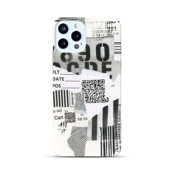 Abstract Collage Torn Paper Barcodes iPhone 12 Pro Max Hard Case