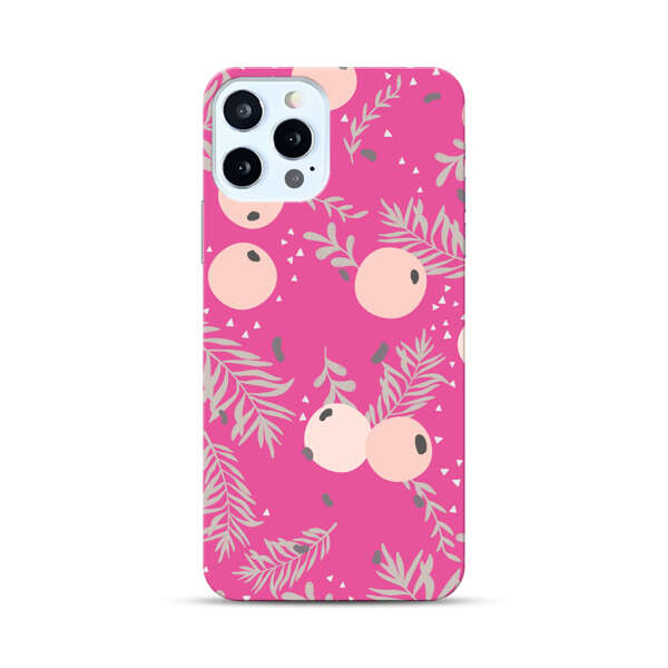 Berries Floral Pattern Pink Background iPhone 12 Pro Max Hard Case