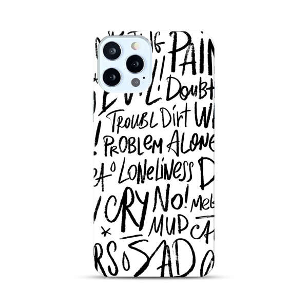 Black and White Negative Words Pattern iPhone 12 Pro Max Hard Case
