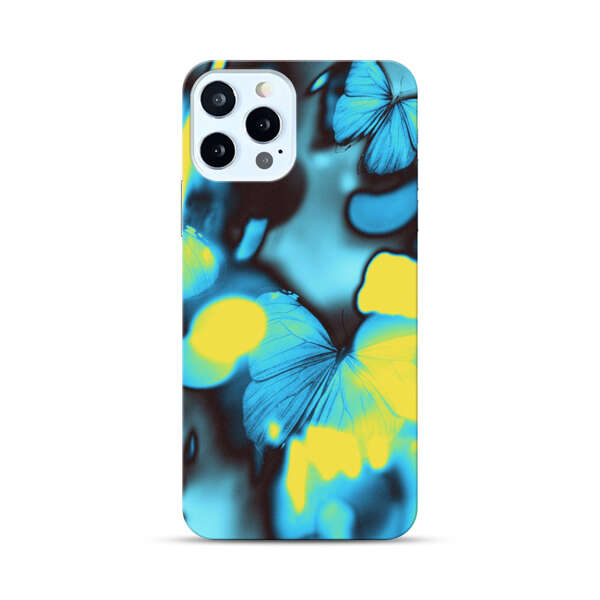 Blue Butterflies Glowing Abstract Background iPhone 12 Pro Max Hard Case