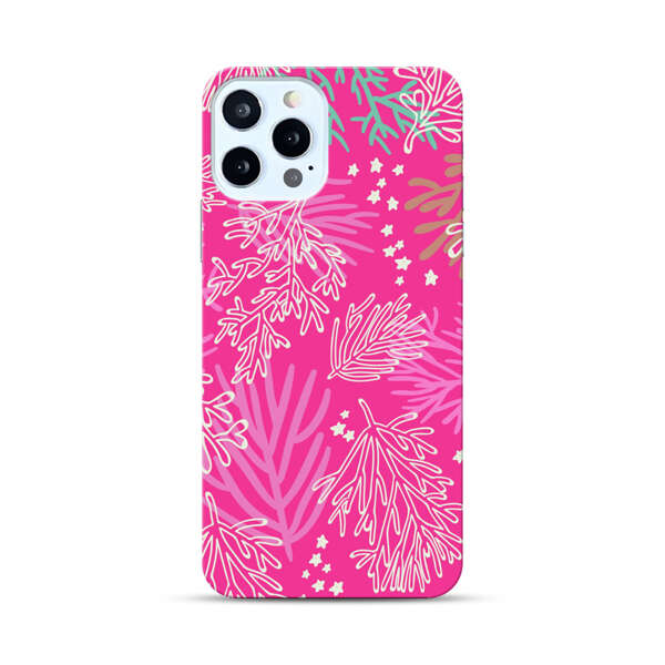 Bright Pink Tropical Leaf Pattern iPhone 12 Pro Max Hard Case