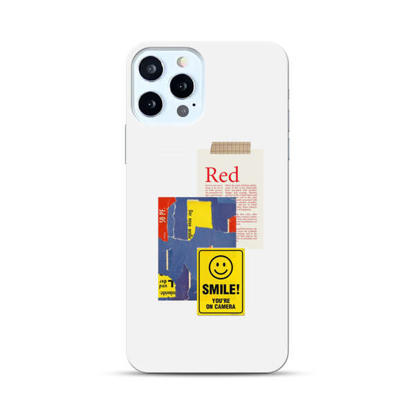 Collage Torn Paper Smiley Face Yellow Sign iPhone 12 Pro Max Hard Case