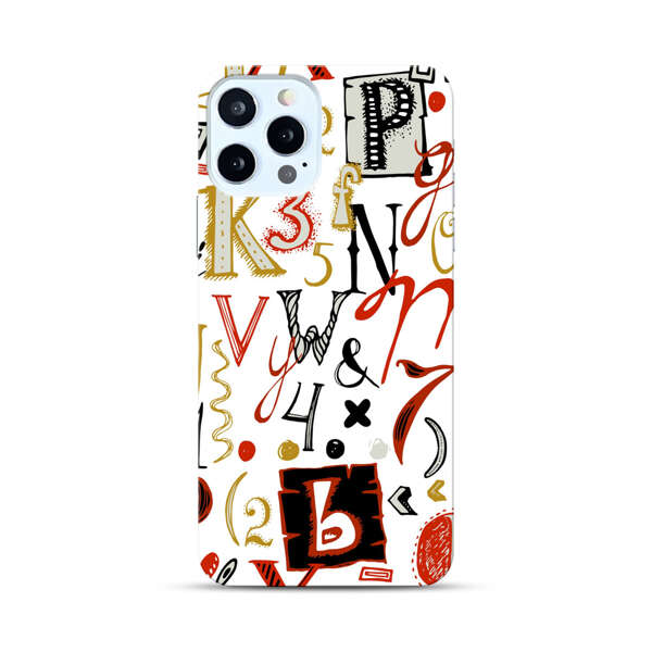 Colorful Hand Drawn Letters and Numbers Pattern iPhone 12 Pro Max Hard Case