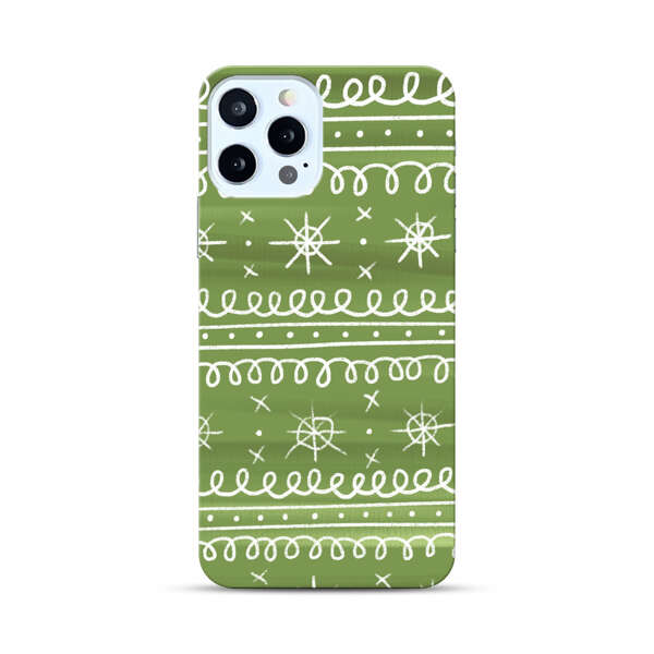 Green White Stars Loop Pattern iPhone 12 Pro Max Hard Case