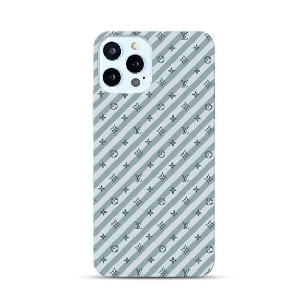 Stylish Blue Diagonal Striped Luxury Logo Pattern iPhone 12 Pro Max Hard Case