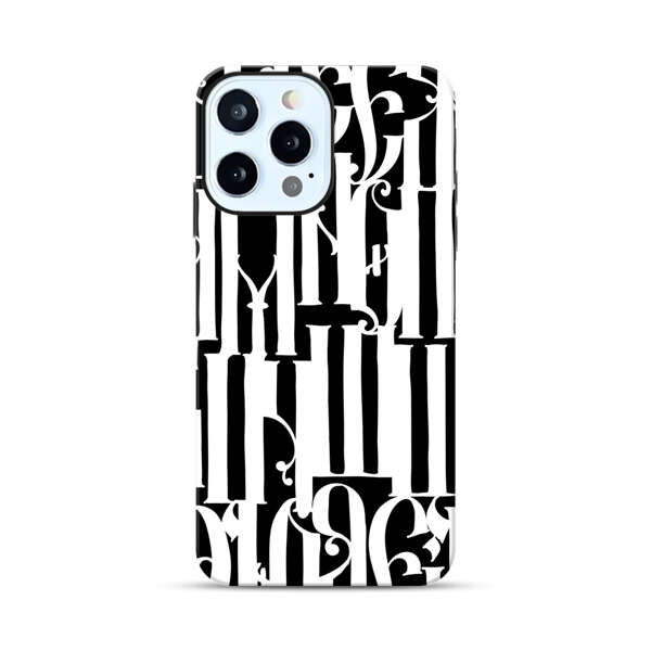 Abstract Black and White Pattern with Ornamental Letters iPhone 12 Pro Max Impact Case
