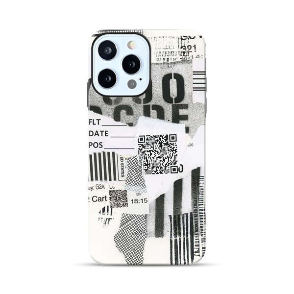 Abstract Collage Torn Paper Barcodes iPhone 12 Pro Max Impact Case