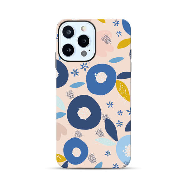 Abstract Floral Pattern with Blue, Pink and Mustard Flowers iPhone 12 Pro Max Impact Case