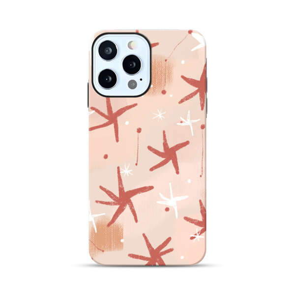 Abstract Star Pattern Red and White on Beige Background iPhone 12 Pro Max Impact Case