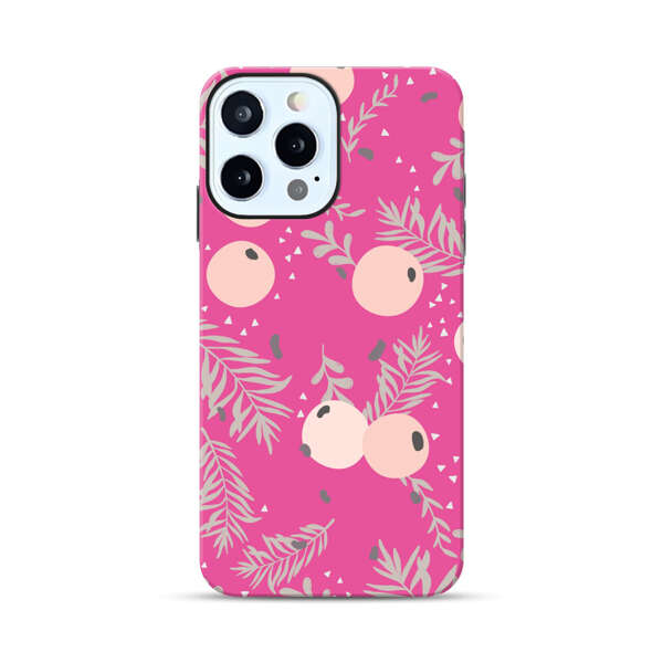 Berries Floral Pattern Pink Background iPhone 12 Pro Max Impact Case