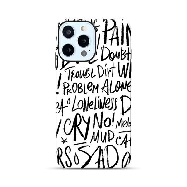 Black and White Negative Words Pattern iPhone 12 Pro Max Impact Case