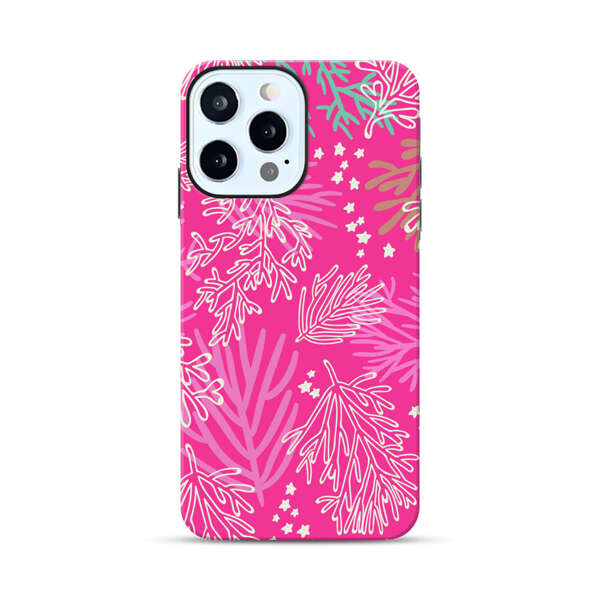 Bright Pink Tropical Leaf Pattern iPhone 12 Pro Max Impact Case