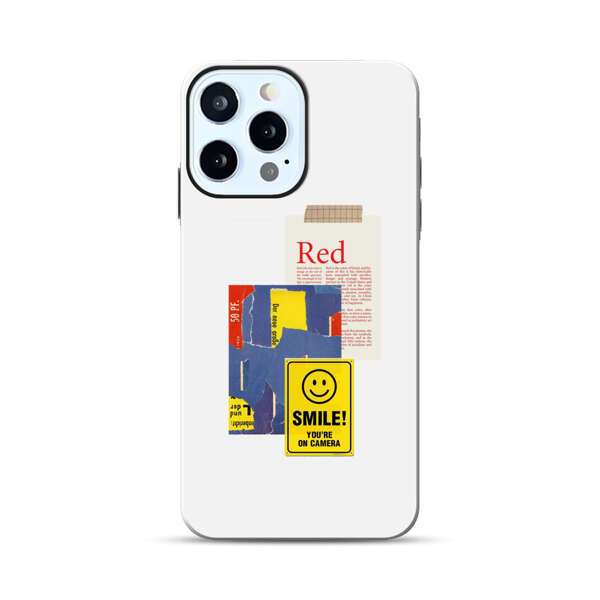 Collage Torn Paper Smiley Face Yellow Sign iPhone 12 Pro Max Impact Case