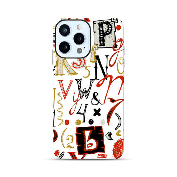Colorful Hand Drawn Letters and Numbers Pattern iPhone 12 Pro Max Impact Case