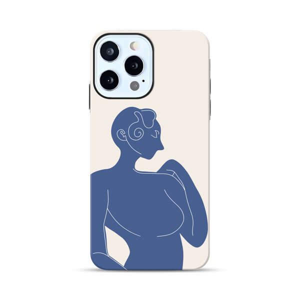 Minimalistic Abstract Female Silhouette Blue iPhone 12 Pro Max Impact Case