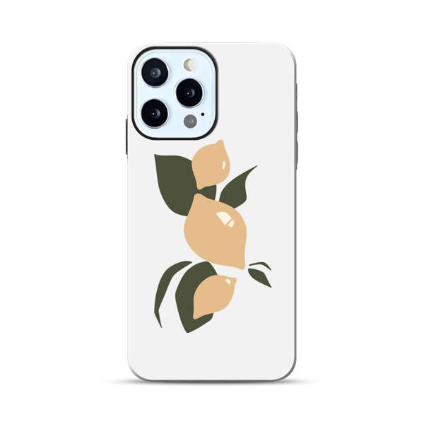 Minimalistic Beige Lemons with Green Leaves iPhone 12 Pro Max Impact Case