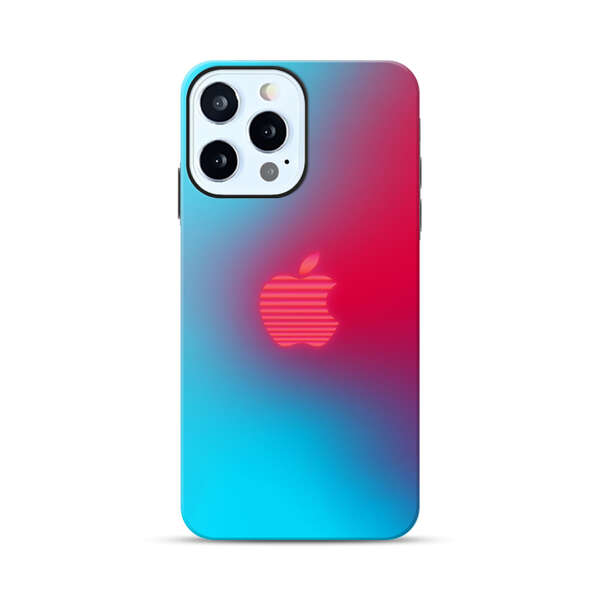 Neon Striped Apple Logo Gradient Background iPhone 12 Pro Max Impact Case
