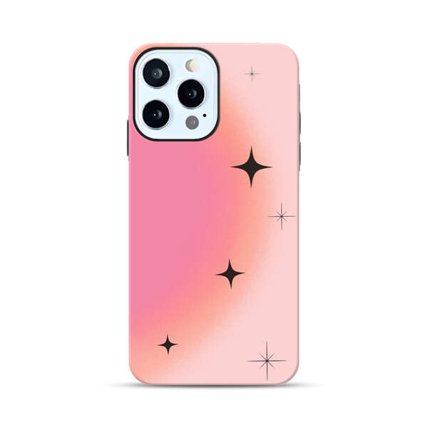 Pink Peach Gradient with Black Stars iPhone 12 Pro Max Impact Case