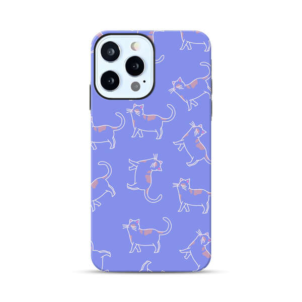 Playful Cartoon Cats on Purple Background iPhone 12 Pro Max Impact Case