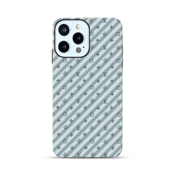 Stylish Blue Diagonal Striped Luxury Logo Pattern iPhone 12 Pro Max Impact Case