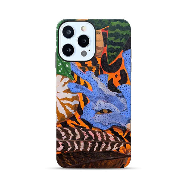 Tropical Coral Seashell Feathers on Tiger Pattern iPhone 12 Pro Max Impact Case
