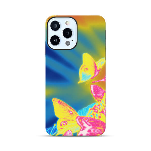 Vibrant Colorful Neon Butterflies Abstract iPhone 12 Pro Max Impact Case