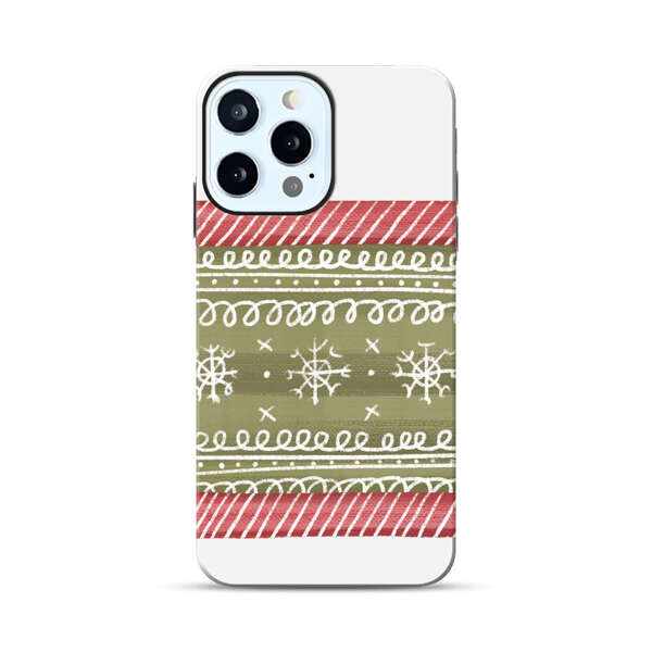 Winter Pattern with Snowflakes and Red Stripes iPhone 12 Pro Max Impact Case