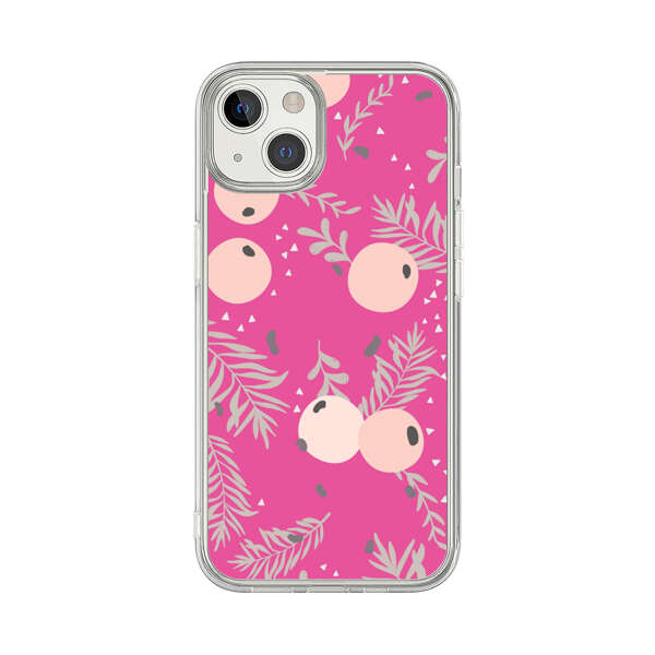Berries Floral Pattern Pink Background iPhone 13 Case