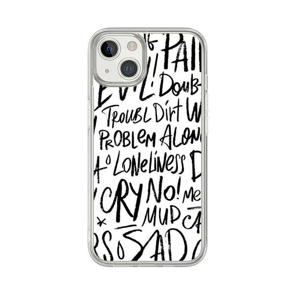 Black and White Negative Words Pattern iPhone 13 Case