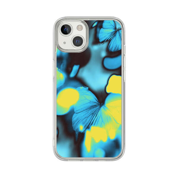 Blue Butterflies Glowing Abstract Background iPhone 13 Case