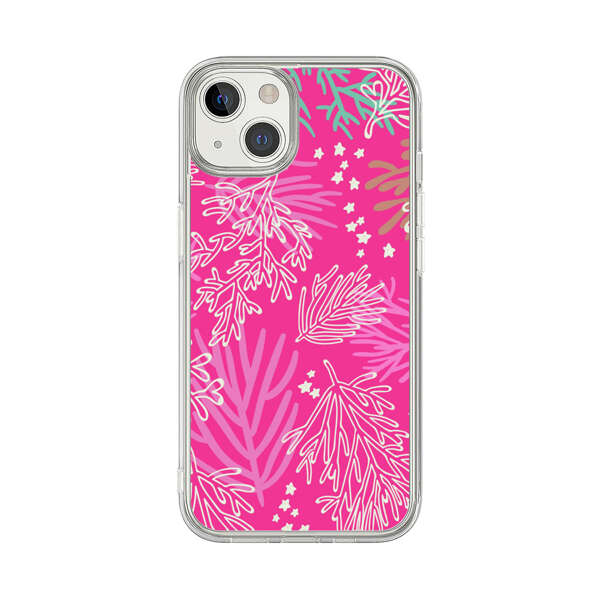 Bright Pink Tropical Leaf Pattern iPhone 13 Case