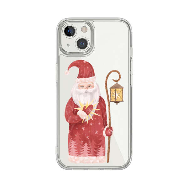 Charming Santa Claus Holding Glowing Heart and Lantern iPhone 13 Case