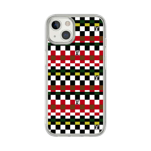 Colorful Checkerboard Stripes Pattern iPhone 13 Case