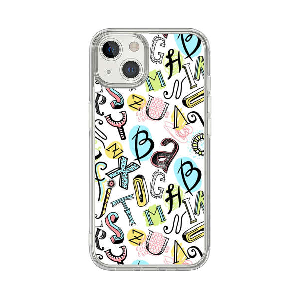 Colorful Scattered Alphabet Letters Pattern iPhone 13 Case