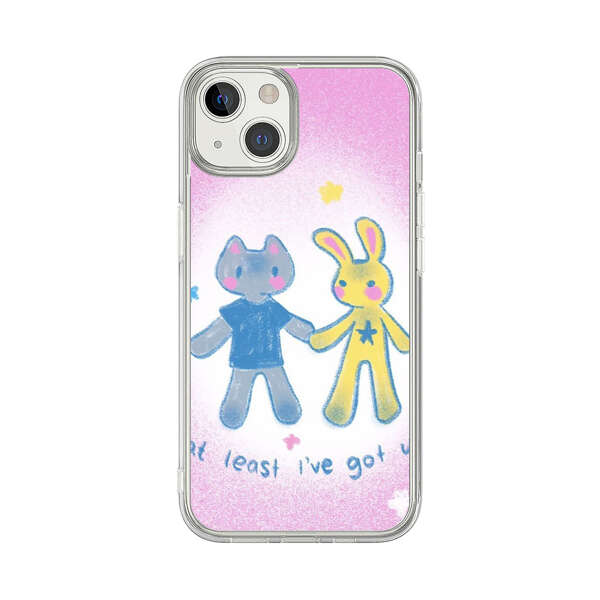 Cute Cat and Rabbit Holding Hands iPhone 13 Case