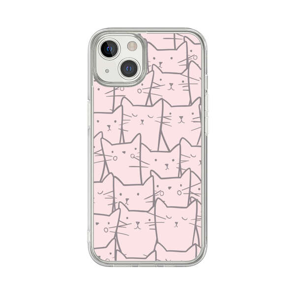 Cute Hand Drawn Cat Pattern iPhone 13 Case