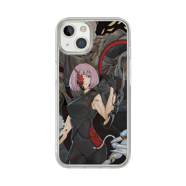Futuristic Cyberpunk Warriors and Robotic Cat in Dynamic Pose iPhone 13 Case