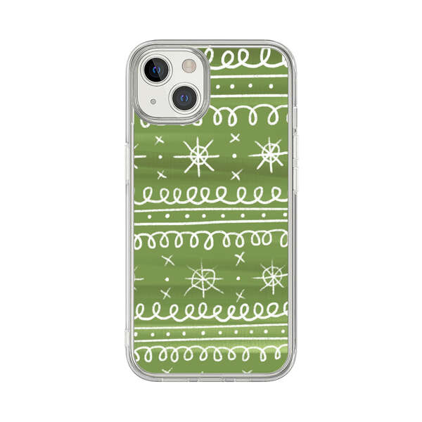Green White Stars Loop Pattern iPhone 13 Case