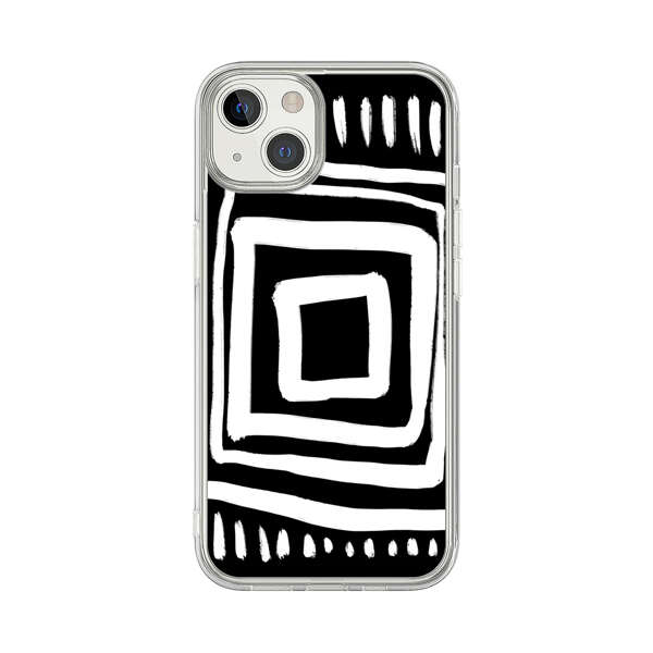 Minimalist Geometric Black and White Design iPhone 13 Case