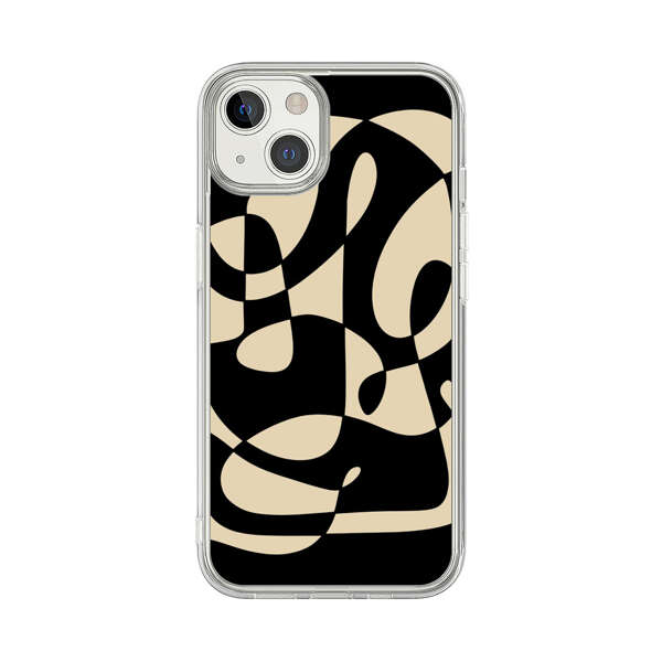 Modern Abstract Beige and Black Geometry iPhone 13 Case