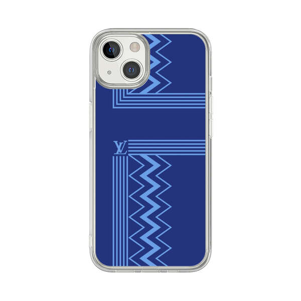 Stylish Geometric Zigzag Pattern in Blue iPhone 13 Case