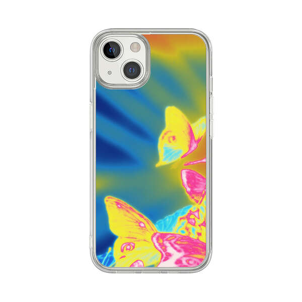 Vibrant Colorful Neon Butterflies Abstract iPhone 13 Case