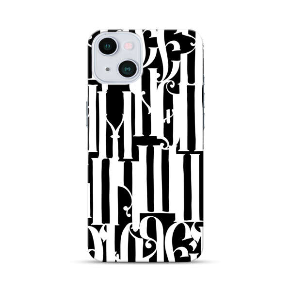 Abstract Black and White Pattern with Ornamental Letters iPhone 13 Hard Case