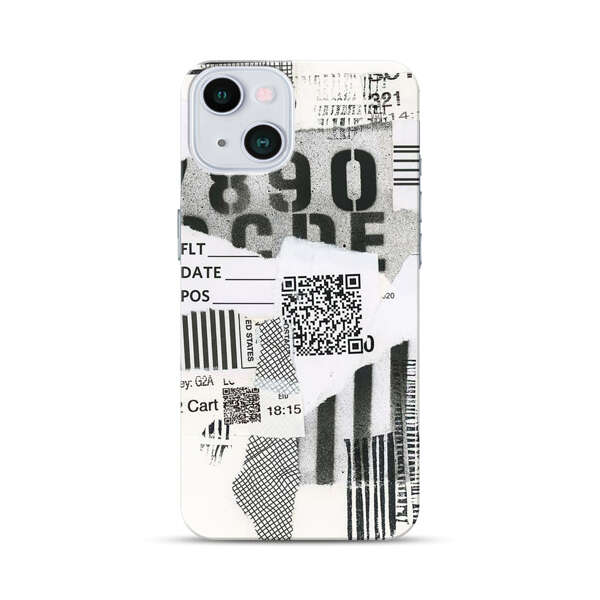 Abstract Collage Torn Paper Barcodes iPhone 13 Hard Case