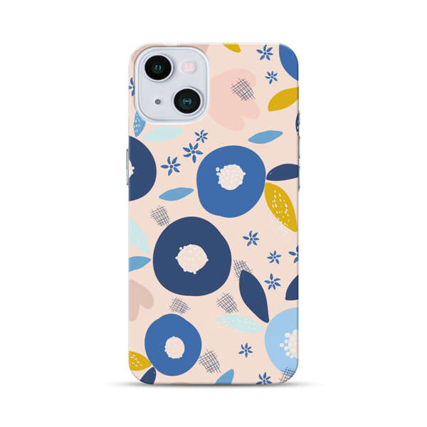 Abstract Floral Pattern with Blue, Pink and Mustard Flowers iPhone 13 Hard Case
