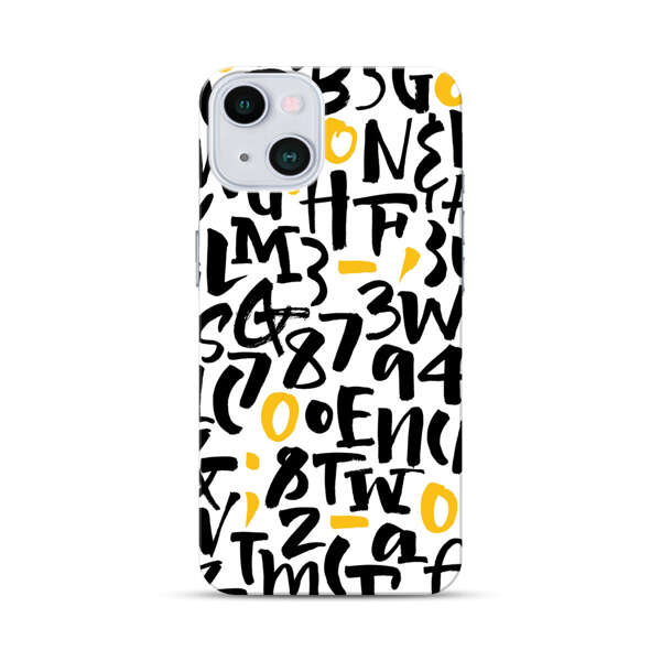 Abstract Typography Letter Number Pattern iPhone 13 Hard Case