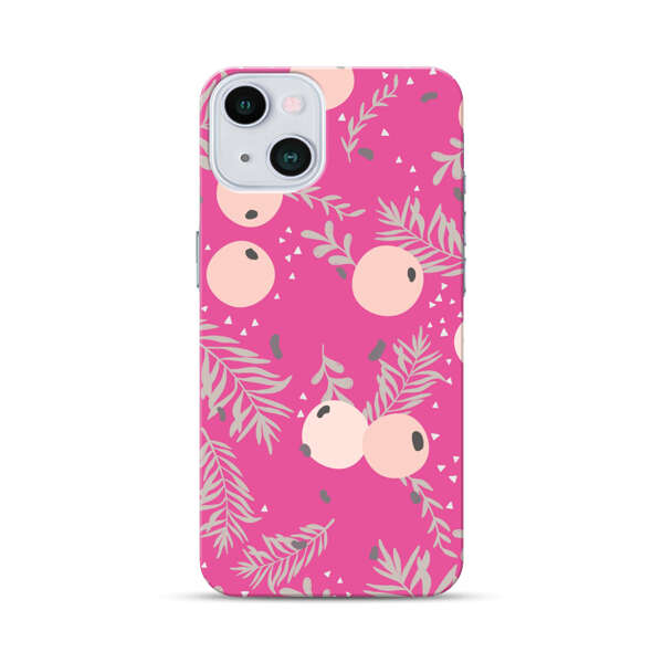 Berries Floral Pattern Pink Background iPhone 13 Hard Case