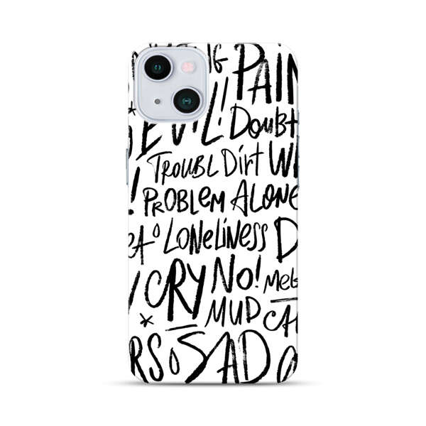 Black and White Negative Words Pattern iPhone 13 Hard Case